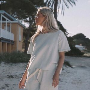 Araminta James Eco Waffle Knit Oversized Short Sleeve Tee